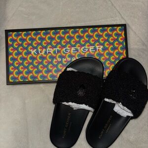 Kurt Geiger Black Textured Slides